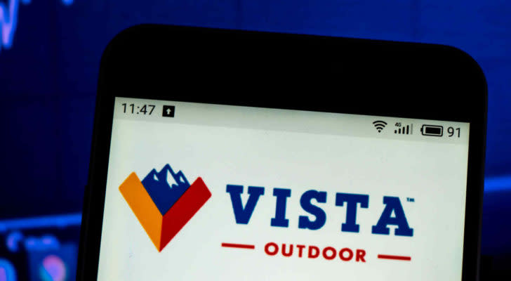 the Vista Outdoor logo is displayed on a smartphone