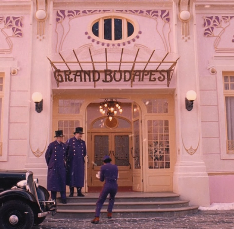 Outside building in "The Grand Budapest Hotel"