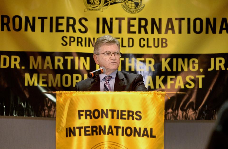 Springfield Mayor James Langfelder speaks at the Frontiers International Springfield Club's 48th annual Dr. Martin Luther King, Jr. Memorial Breakfast at the Wyndham Monday Jan. 16, 2023.