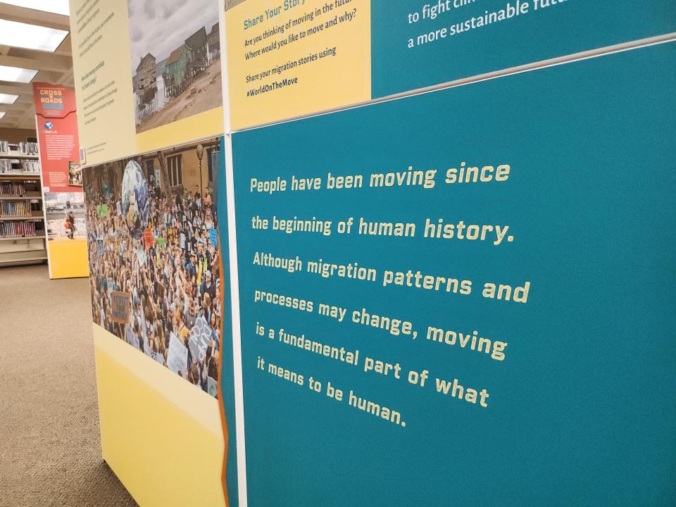 The downtown location of the Amarillo Public Library explores migration with a new limited traveling exhibit, "World on the Move," which is free and open to the public. The exhibit is available for viewing now until June 16.