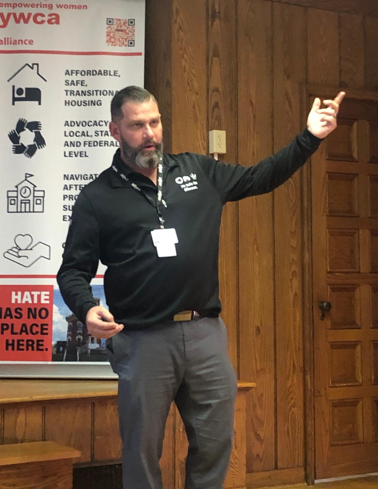 Patrick Hughes, a Boardman native, is the store manager for the new Alliance Meijer location. He spoke at the Kiwanis Club of Alliance luncheon Thursday at the Alliance YWCA.
