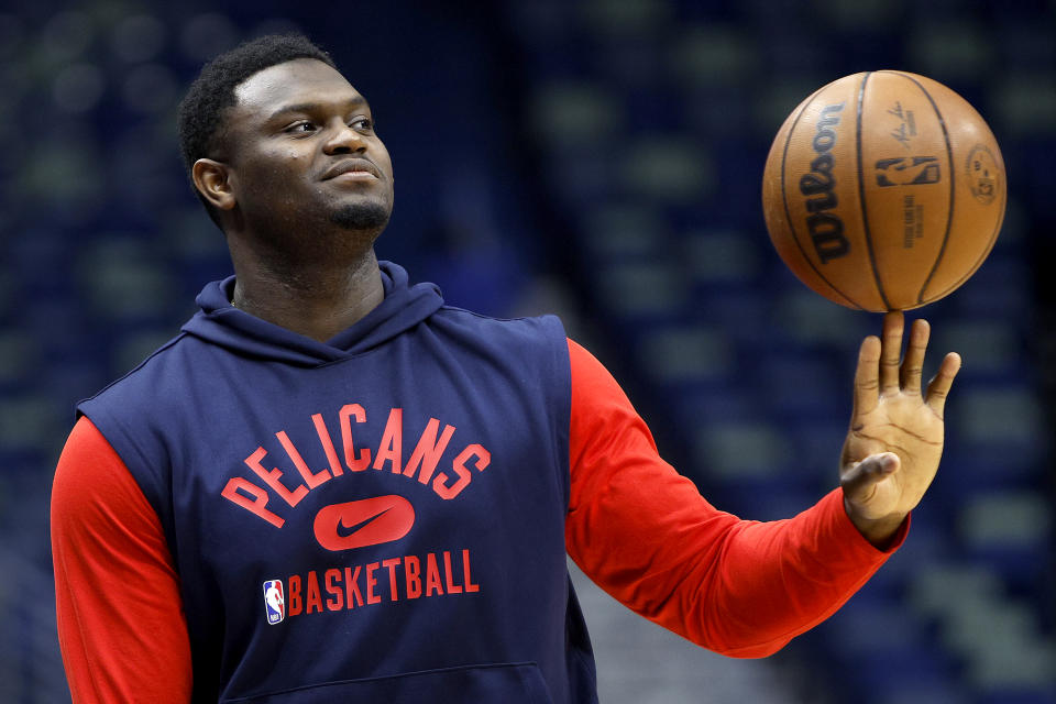 Zion Williamson #1 of the New Orleans Pelicans is a fantasy question mark