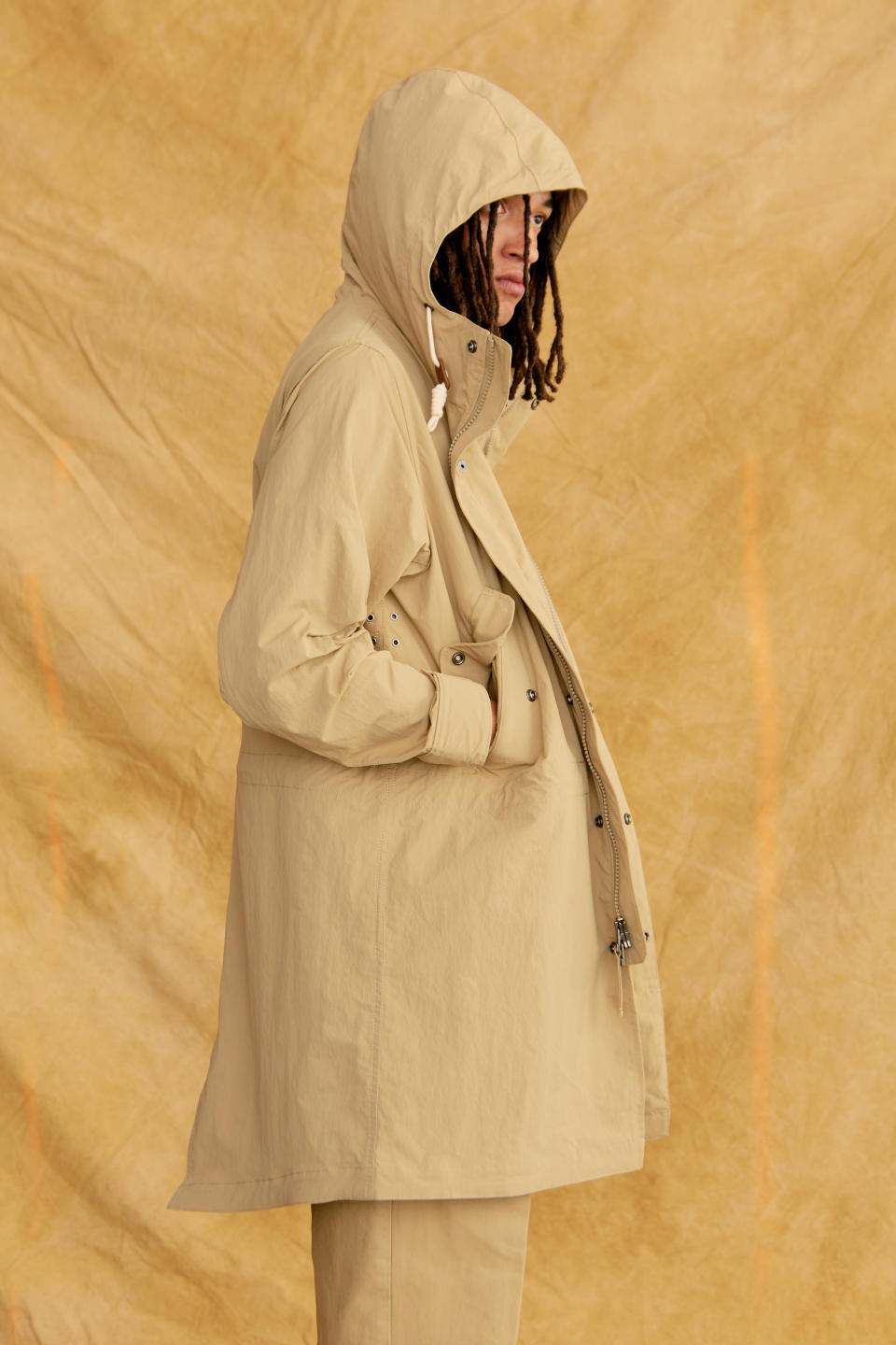 A fishtail parka is part of the collection created by Maurizio Donadi.