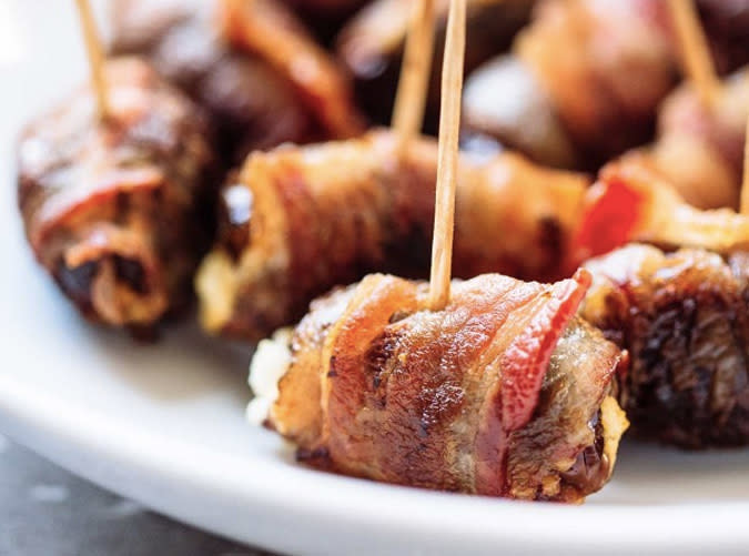 Bacon Wrapped Dates with Goat Cheese