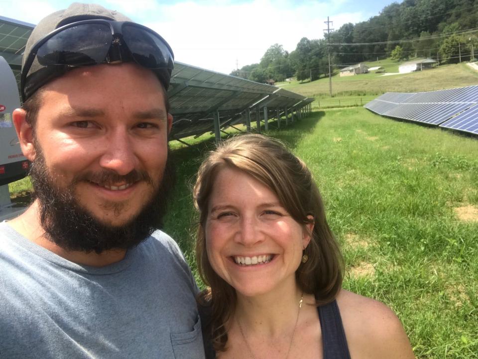 Author Emily B. Riddle and her husband, James Riddle, owner-operator of Seven Springs Farm to Table, are often at the Farmers Market downtown on Saturdays.