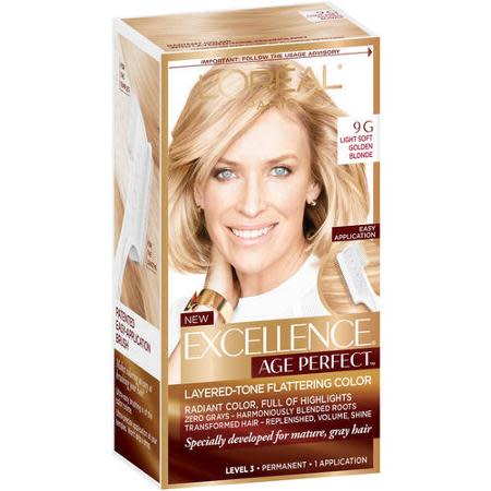 Roots are the bane of anyone who dyes her hair. But gray roots and their zebra-like contrast create a challenging color crisis. This box includes a unique color brush that makes application more like brushing your hair than painting it on. And the formula contains pigments that subtly blend to make regrowth less distinct. If you’re going gray, selecting a blonde shade is the best way to mask the regrowth line, says Doug Macintosh, a colorist at Louise O’Connor Salon in New York City. “You can also go to a colorist and ask for a few highlights around your face to help blend regrowth,” he says.  L’Oréal Paris Excellence Age Perfect, $9