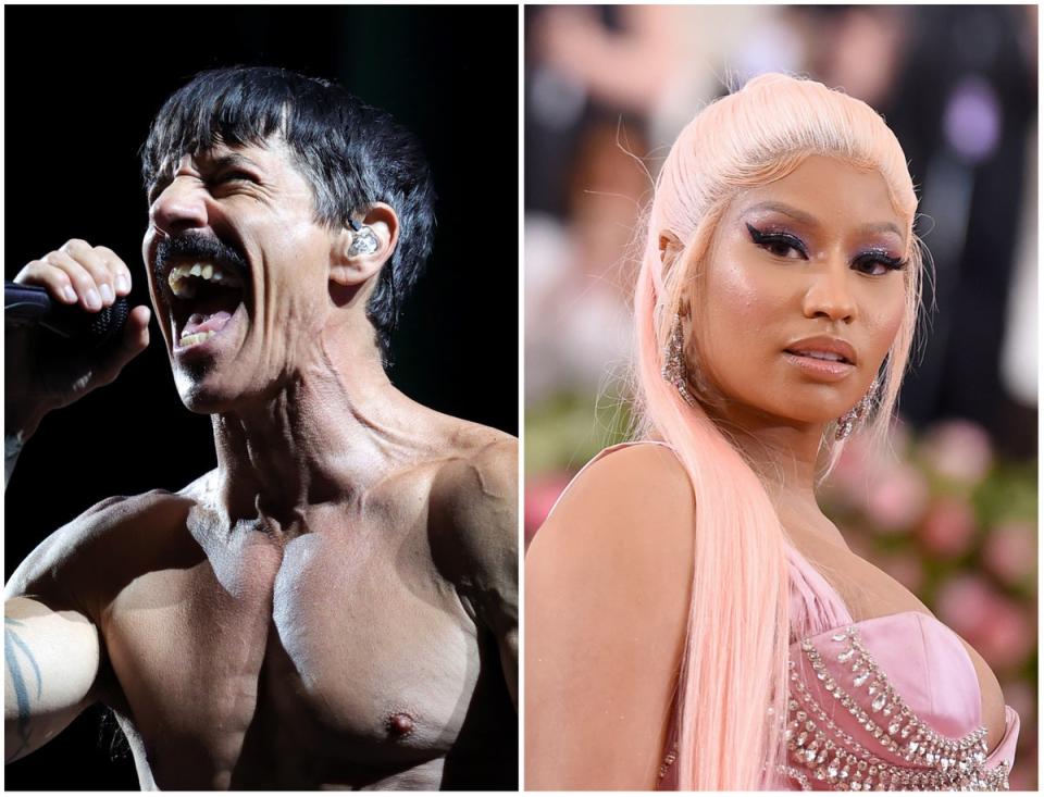 Anthony Kiedis of Red Hot Chili Peppers (left) and Nicki Minaj are set to perform at the 2022 VMAs (Getty Images)