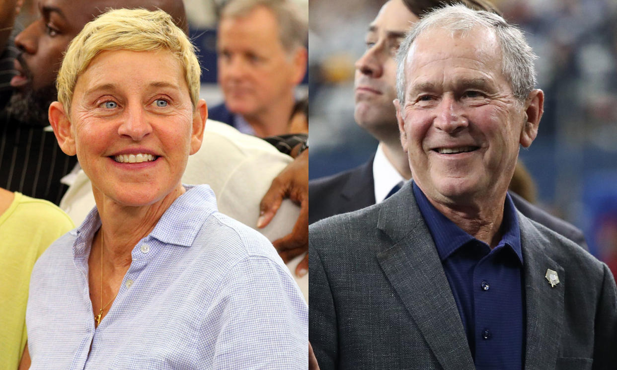 Ellen and former president George W Bush