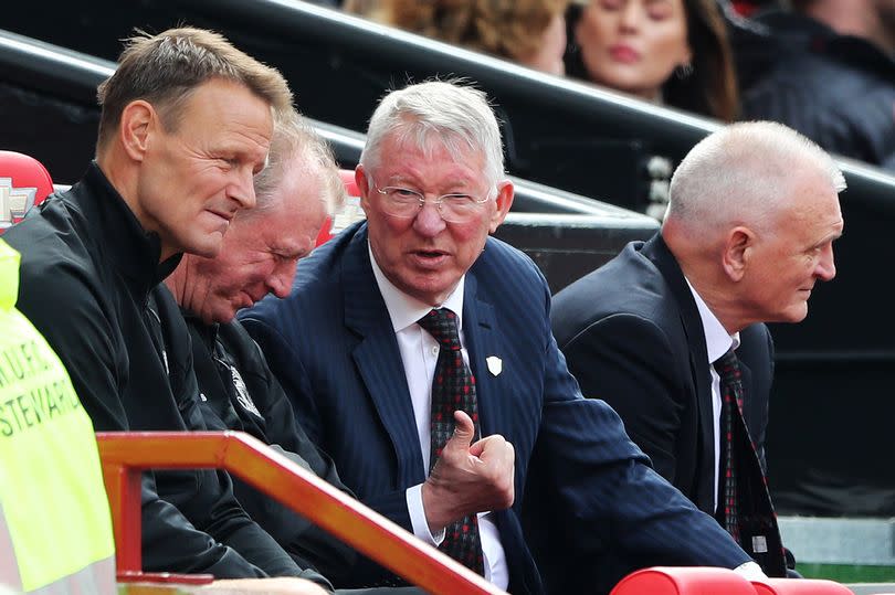 Former Manchester United striker Teddy Sheringham (left) and former boss Sir Alex Ferguson.