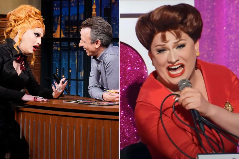 Jinkx Monsoon during an interview with host Seth Meyers; RuPaul's Drag Race