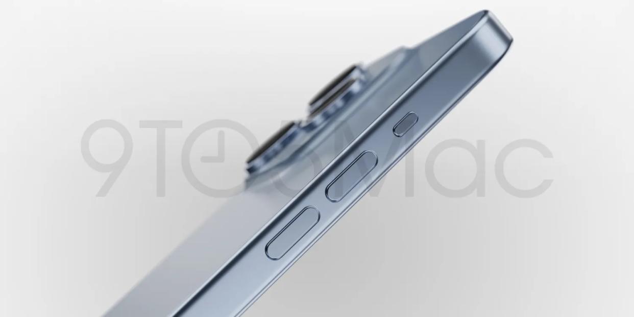  iPhone 15 Pro CAD render camera bump and buttons  