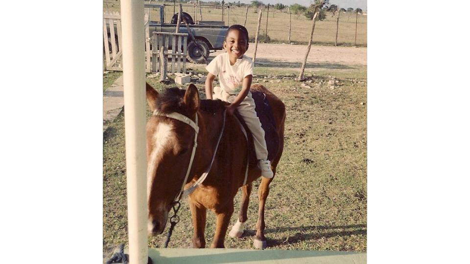 JB gill in Antigua as child on horse