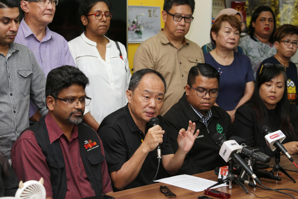 Bersih 2.0 chairman Thomas Fann speaks during the Bersih 2.0 and 34 NGOs press conference February 24, 2020. — Picture by Choo Choy May