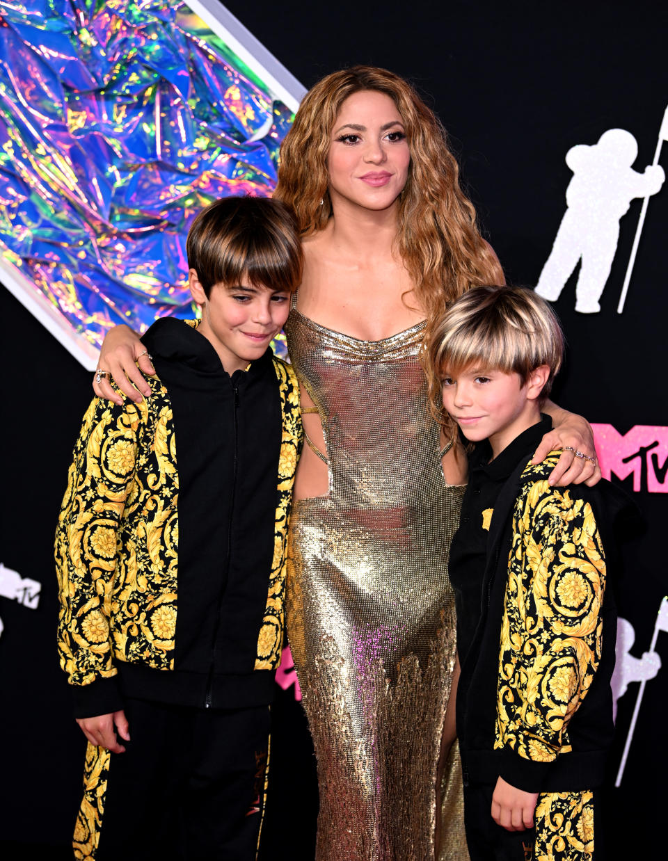 Shakira and sons Milan and Sasha attending the MTV Video Music Awards 2023 held at the Prudential Center in Newark, New Jersey. Picture date: Tuesday September 12, 2023. (Photo by Doug Peters/PA Images via Getty Images)