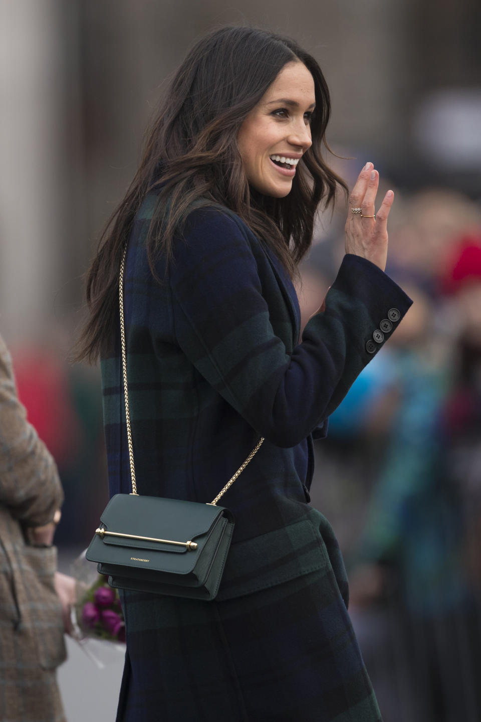 Meghan Markle wore this dark green cross body bag in Edinburgh. <i>(Getty Images)</i>