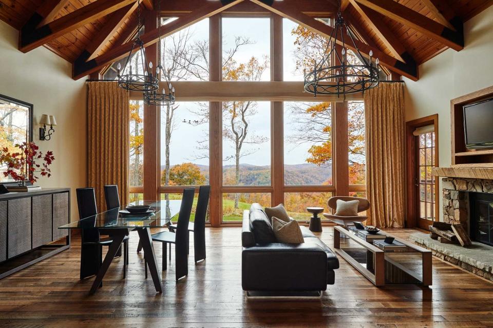 View from Primland resort interior to fall scenery