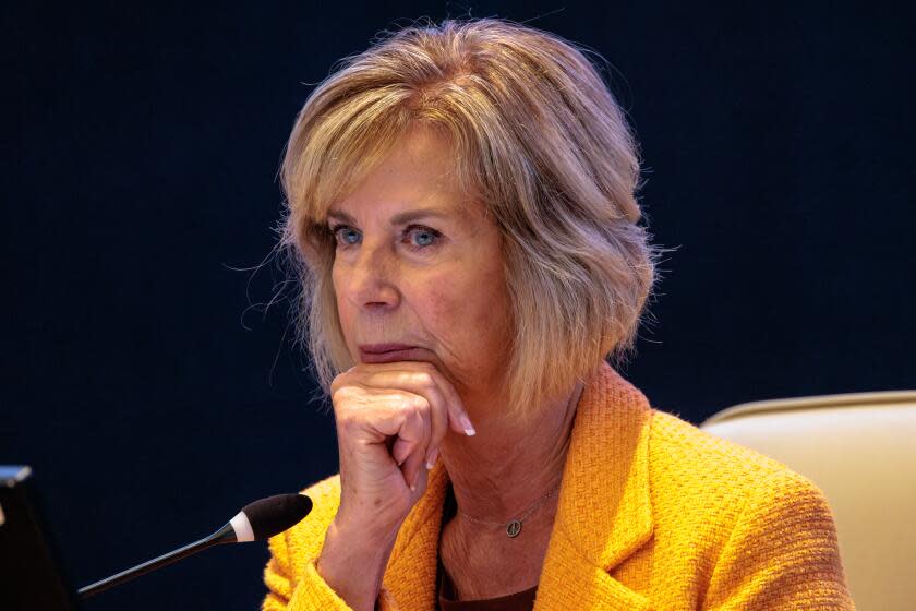 LOS ANGELES, CA - OCTOBER 03: Supervisor fourth district Janice Hahn at County of Los Angeles Board of Supervisors meeting. County of Los Angeles Board of Supervisors on Tuesday, Oct. 3, 2023 in Los Angeles, CA. (Irfan Khan / Los Angeles Times)