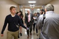 Senator Cornyn speaks to news reporters ahead of a series of votes on response to the coronavirus disease (COVID-19) outbreak, on Capitol Hill in Washington