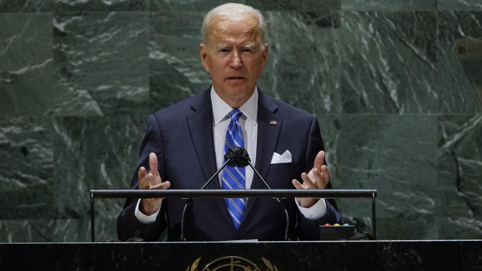 President Biden addresses the U.N. General Assembly on Tuesday in New York City. 