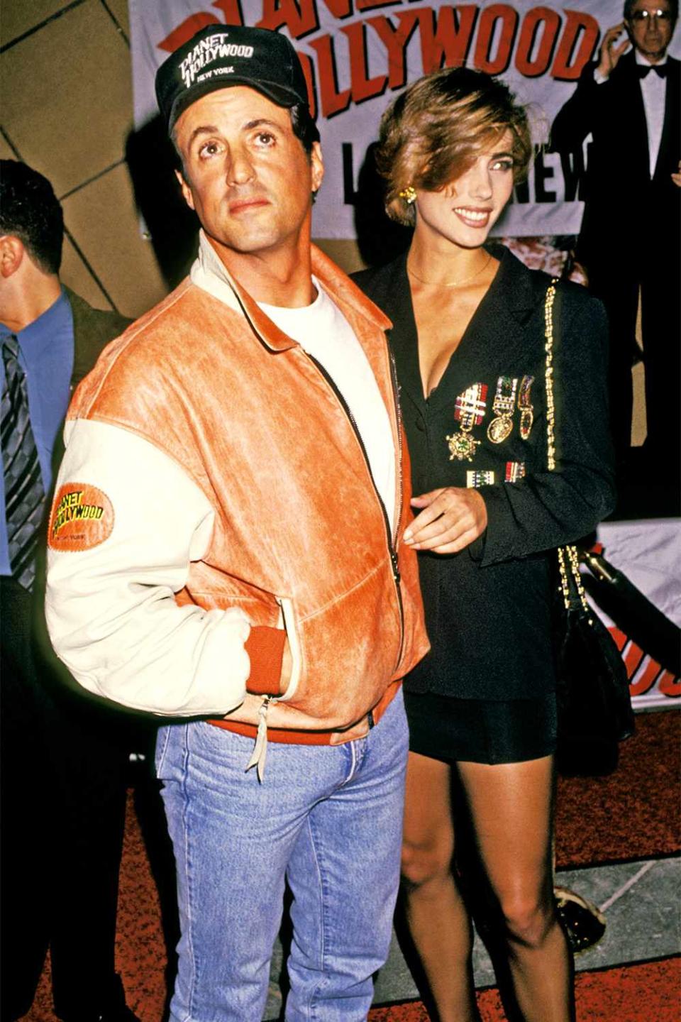 Sylvester Stallone And Jennifer Flavin during Planet Hollywood Grand Opening in New York at Planet Hollywood in New York City, New York, United States. (Photo by Ron Galella/Ron Galella Collection via Getty Images)