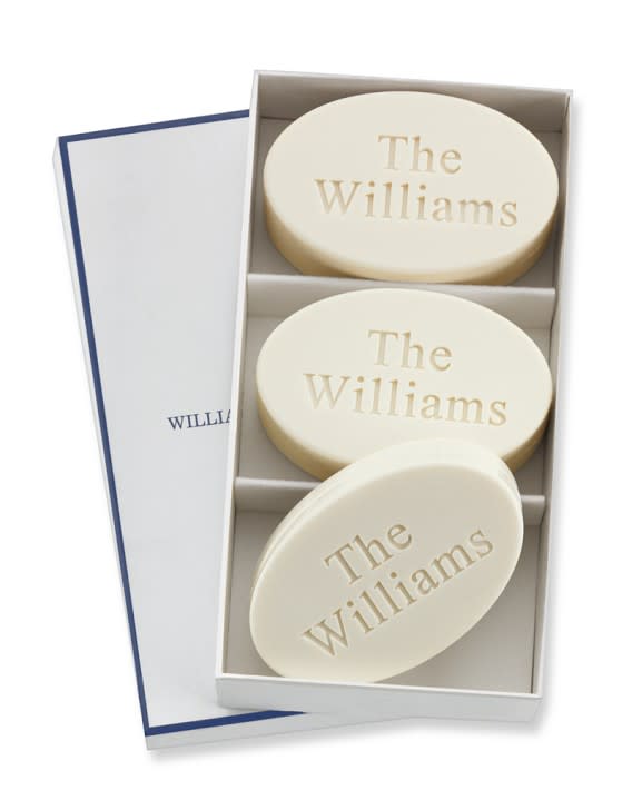 13) Williams Sonoma Home Monogrammed Soap & Towel Gift Set