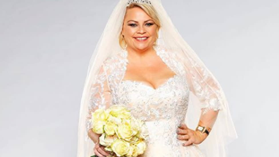 A photo of Married At First Sight star Jo McPharlin in a wedding gown.