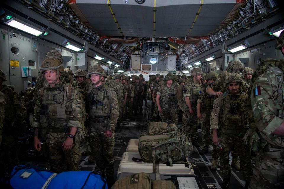 British Forces from 16 Air Assault Brigade arrive in Kabul, Afghanistan, to provide support to British nationals leaving the country, as part of Operation PITTING after Taliban insurgents took control of the presidential palace in Kabul in August 2021.