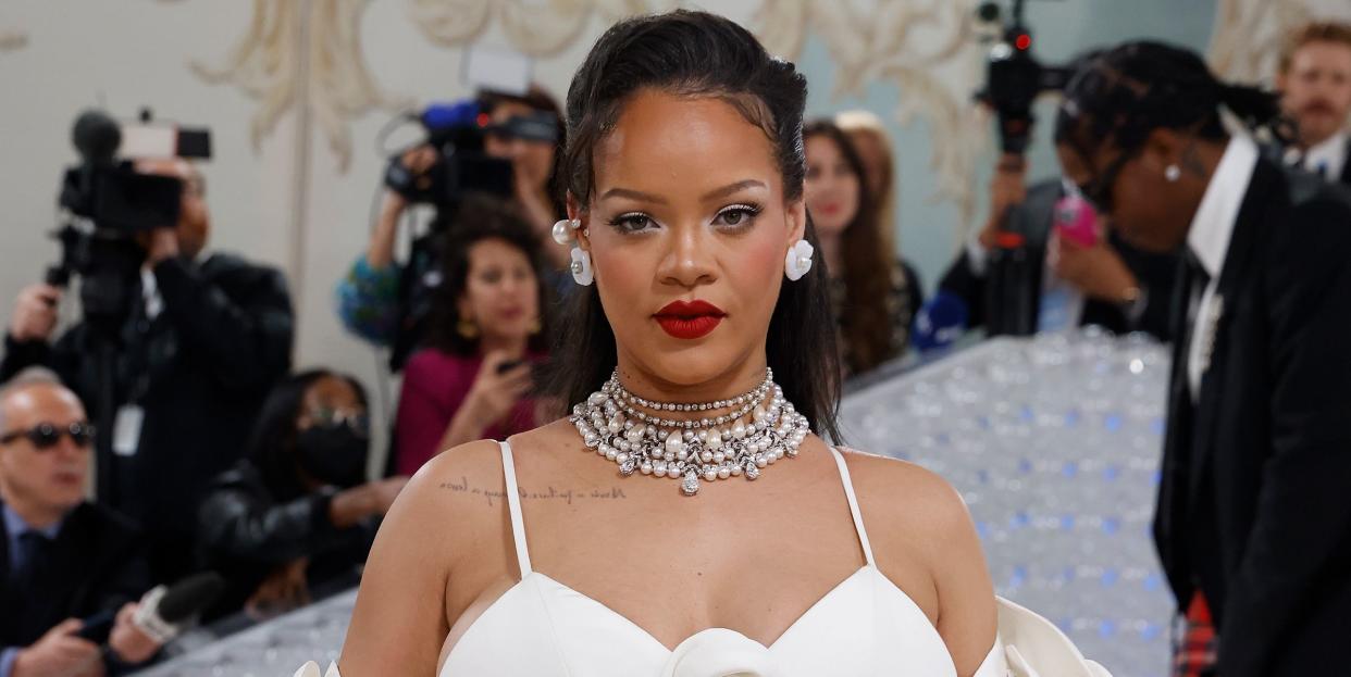 new york, new york may 01 rihanna attends the 2023 costume institute benefit celebrating karl lagerfeld a line of beauty at metropolitan museum of art on may 01, 2023 in new york city photo by taylor hillgetty images