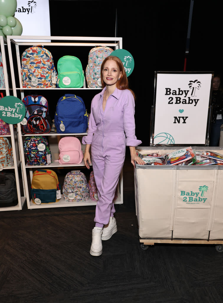 NEW YORK, NEW YORK - OCTOBER 14: Jessica Chastain hosts  Baby2Baby's Back2School celebration at Madison Square Garden on October 14, 2023 in New York City. (Photo by Jamie McCarthy/Getty Images for Baby2Baby)