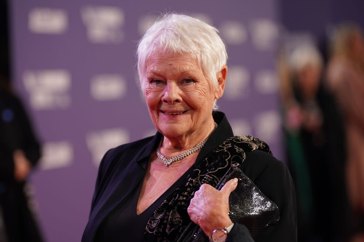 Dame Judi Dench has revealed she can no longer see on film sets due to her deteriorating eyesight but hopes to still work ‘as much as I can’ (Yui Mok/PA) (PA Wire)