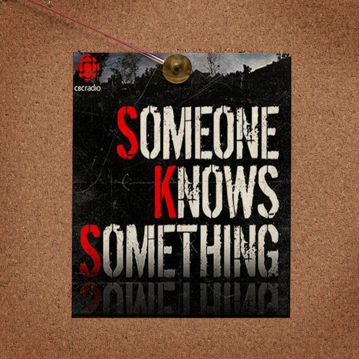 Someone Knows Something logo pinned to cork board (Kelsea Petersen / TODAY Iluustration)