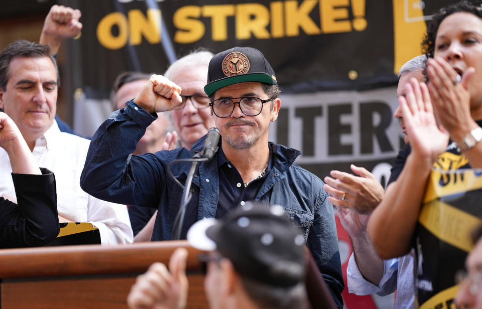 John Leguizamo joins SAG-AFTRA and WGA members on strike on Sept. 14 in New York City.  (Getty Images)