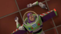 <p> After spending the majority of Toy Story believing he is a real Space Ranger, Buzz Lightyear learns in the harshest way possible what he <em>actually</em> is: a toy. An effort to prove to himself otherwise (TV commercials be darned!) predictably ends in disaster as Buzz literally falls to rock bottom. The scene is yet another example of Pixar being so moving in its storytelling, even with impossibly unreal characters. Buzz Lightyear may be a chunk of plastic, but in this moment, you really feel the pain in his soul. </p>