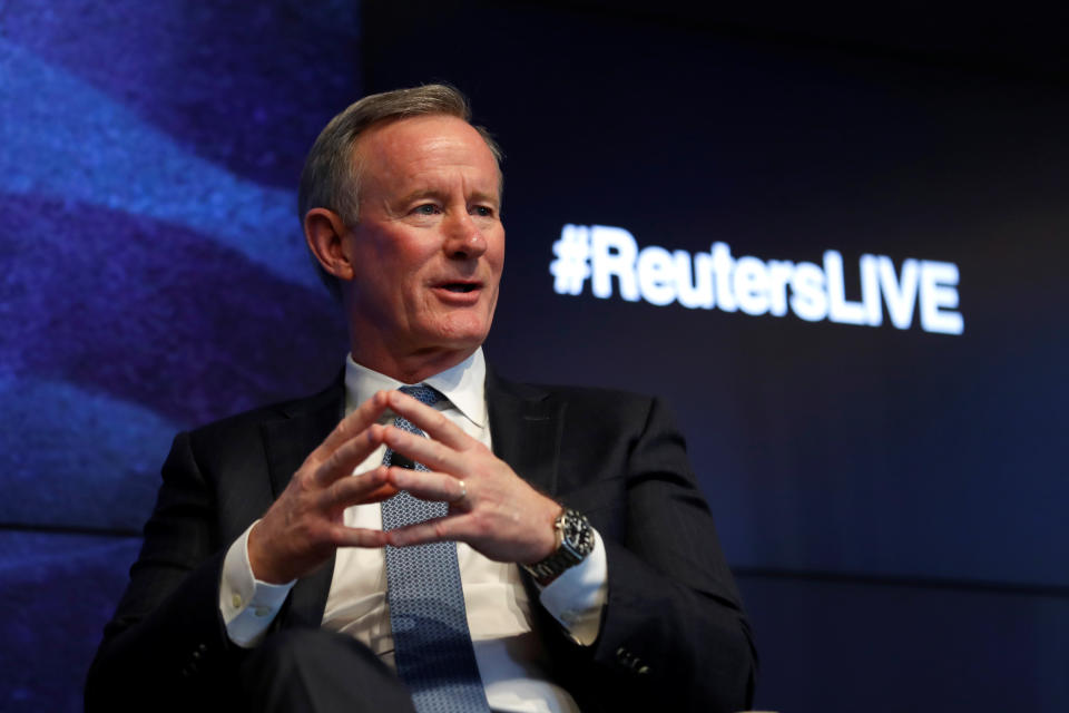 Retired U.S. Navy Admiral William McRaven, the former head of U.S. special operations who oversaw the raid on Osama bin Laden, speaks at a Reuters Newsmakers event in New York City, New York, U.S., May 22, 2019. (Mike Segar/Reuters)