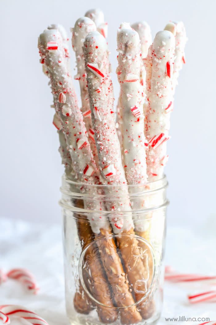 White Chocolate Peppermint Pretzels