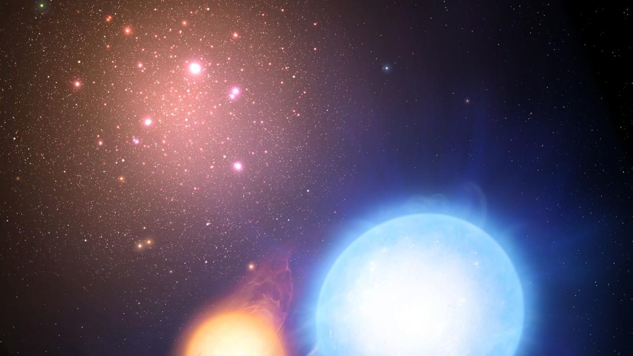 binary stars in globular cluster, illustration