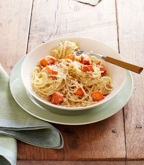 Spaghetti with Roasted Sweet Potatoes