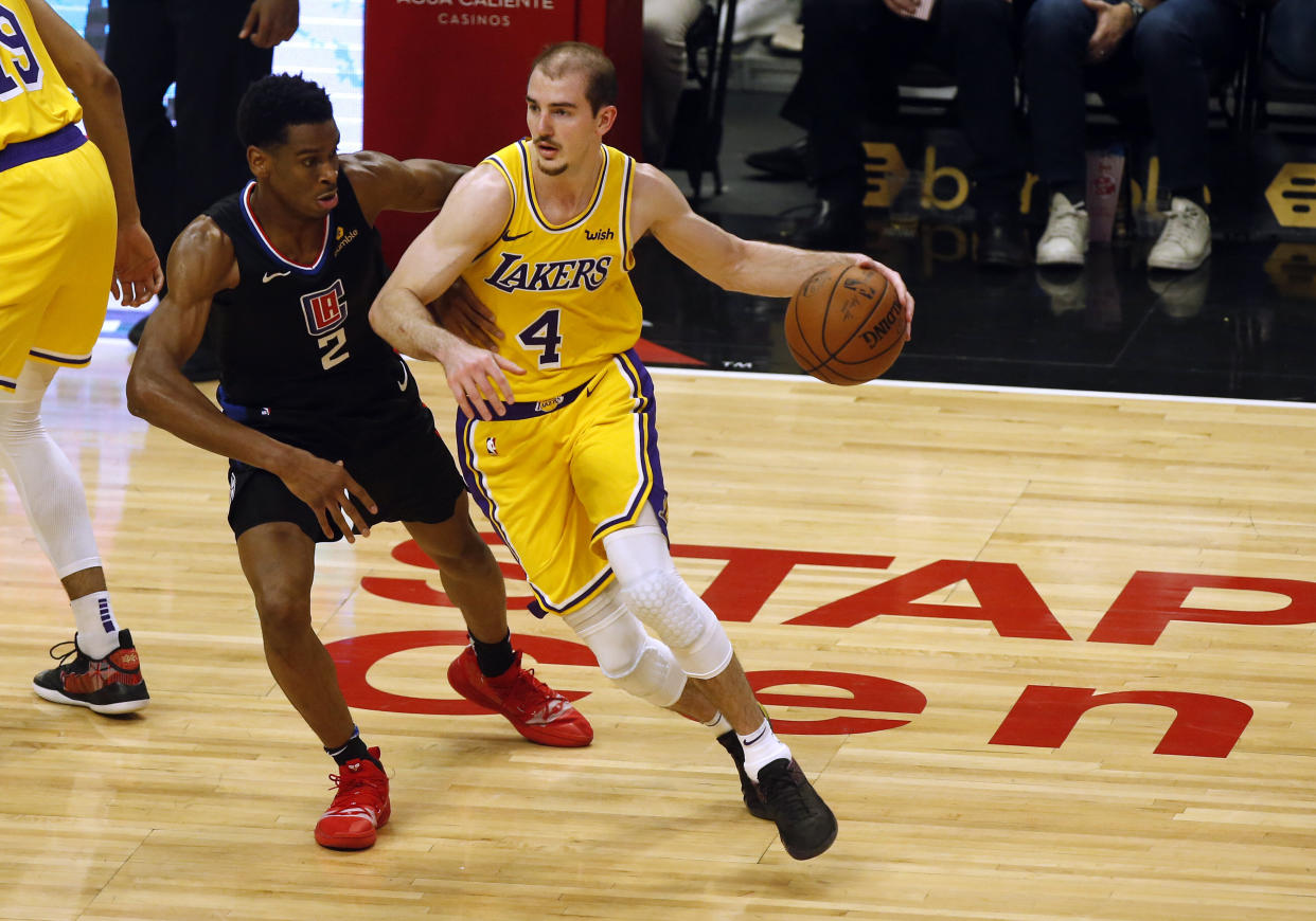 Los Angeles Lakers guard Alex Caruso is listed at 6-foot-5, 186 pounds, but you wouldn't know it by photoshopped images of him that recently appeared online. (Photo: Icon Sportswire via Getty Images)