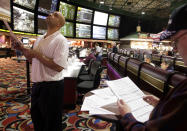 <b>That's odds</b><br>Couch potatoes can't just holler at the flat screen and stuff their mouths with food -- they have to do something interactive. That means laying some money on the line. It's not always blind team loyalty, though: People are researching their odds, especially the "las vegas super bowl odds." Other put-your-money-where-your-mouth-is searches: "super bowl betting line," "2013 super bowl prop bets," "super bowl 2013 point spread," "superbowl pool template," and "how to bet on the super bowl."