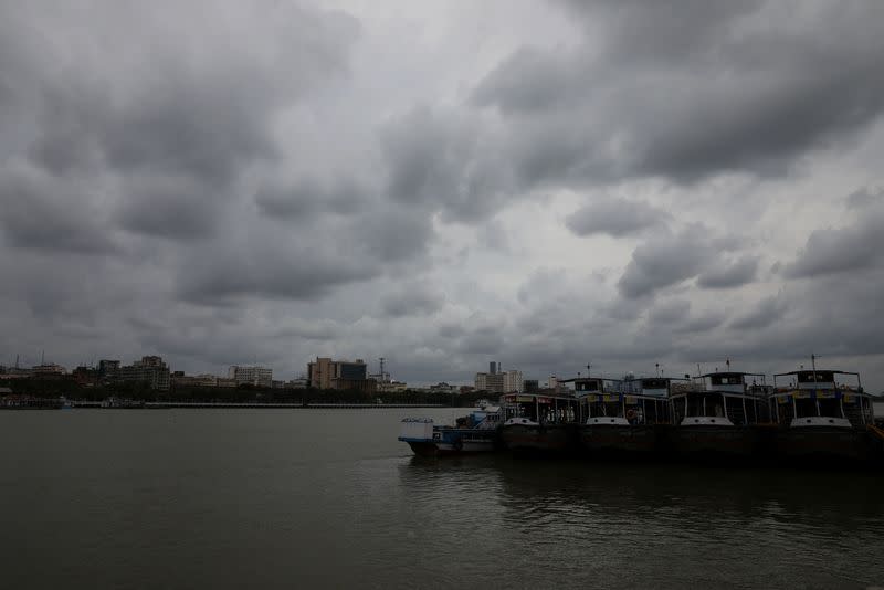 Clouds cover the skies over the river Ganges ahead of Cyclone Amphan, in Kolkata