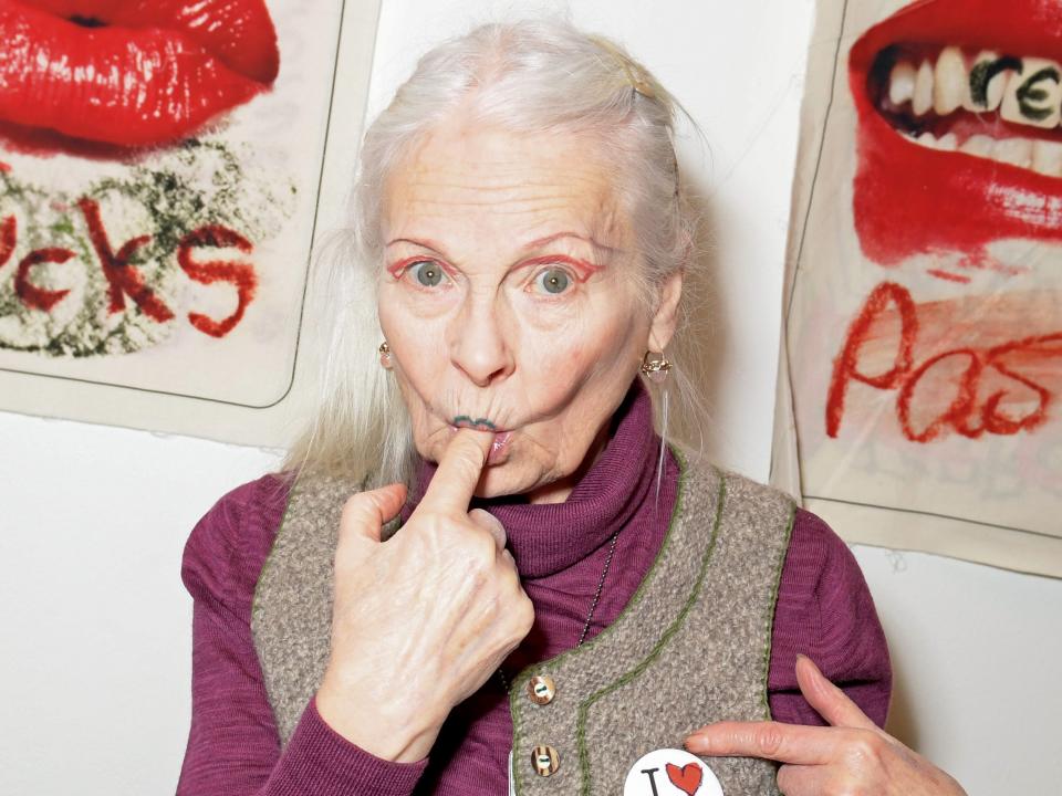 Dame Vivienne Westwood attends the Vivienne Westwood AW20/21 presentation and exhibition during London Fashion Week February 2020 at The Serpentine Gallery on February 13, 2020 in London, England. (