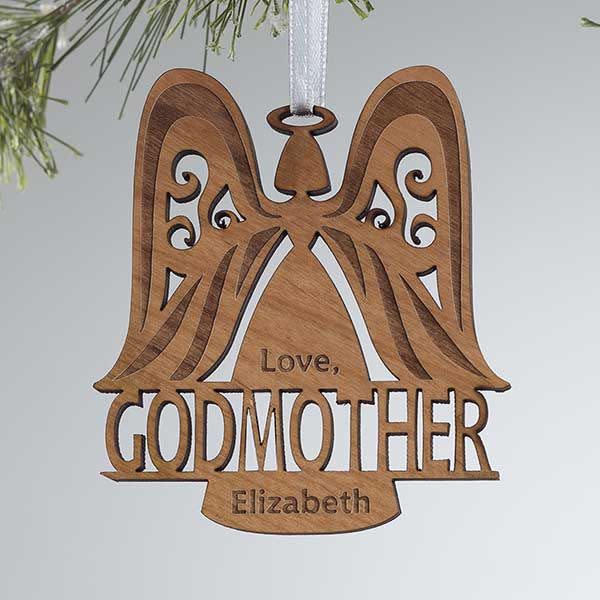 Godparent Personalized Wood Angel Ornament