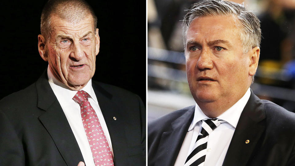 Jeff Kennett and Eddie McGuire, pictured here in their roles as AFL club presidents.