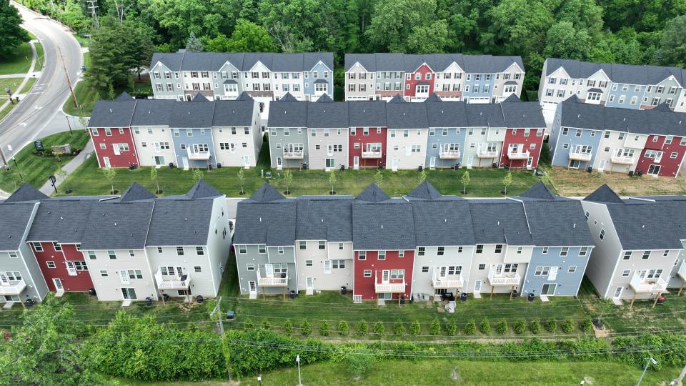 Reynoldsburg Mayor Joe Begeny believes the 2020 overhaul of the city's zoning code is already encouraging development, like two townhome developments Ryan Homes built in the city in recent years. The Woodmont Trace Townhomes pictured here off Rosehill Road built in 2022 sold in the $300,000s, and the Wilson Ridge development off South Wagoner Road built this year has homes starting at around $290,000.