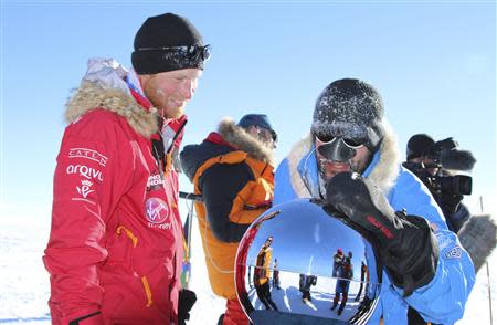 Britain's Prince Harry is pictured in this handout photo arriving at the South Pole December 13, 2013. REUTERS/Walking With The Wounded/Handout via Reuters