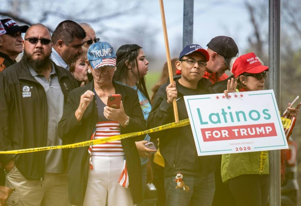 Trump supporters gather ahead of his visit to the US-Mexico border in Eagle Pass, TX, on Feb. 29, 2024<span class="copyright"> SERGIO FLORES—AFP via Getty Images</span>