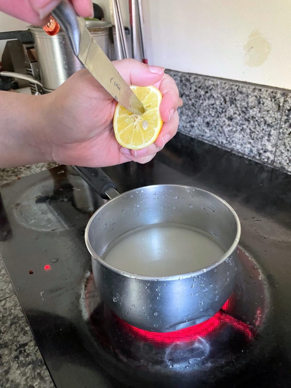 Making the glaze for Anneta's dad's baklava