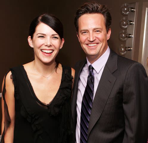 <p>Jesse Grant/WireImage</p> Lauren Graham and Matthew Perry at the 8th Annual Lili Claire Foundation Benefit.