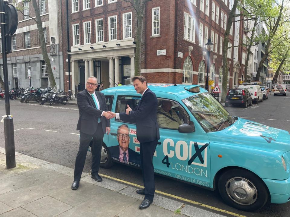 Reform UK’s London mayoral candidate Howard Cox, pictured with party leader Richard Tice (Noah Vickers/Local Democracy Reporting Service)