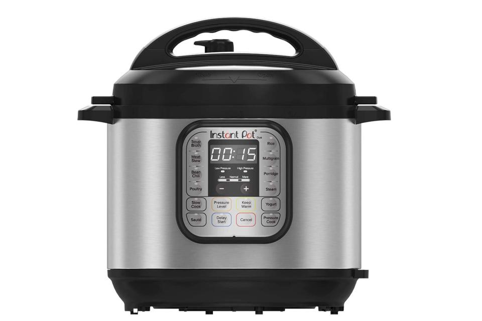 Black and silver Instant Pot pressure cooker